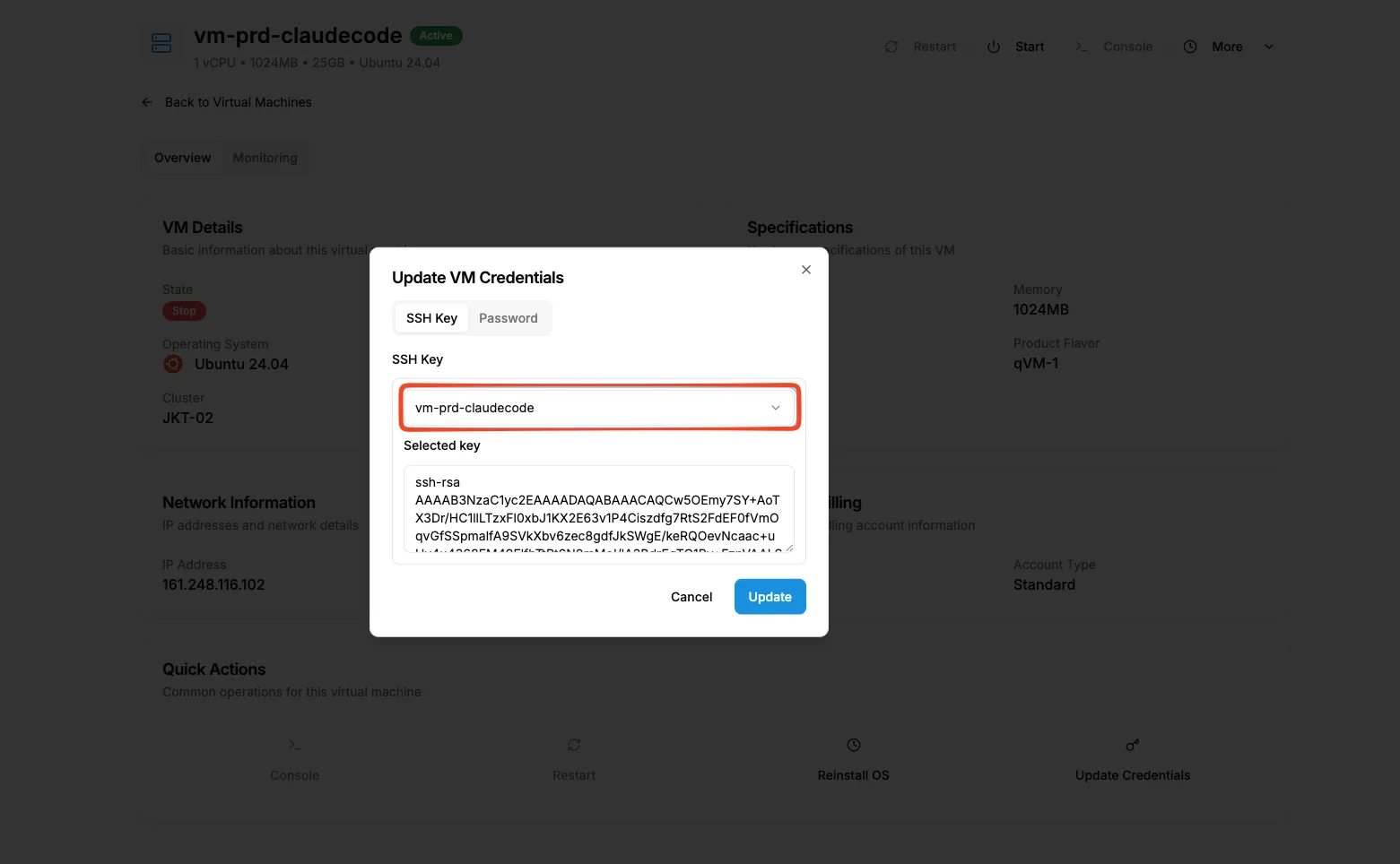Cara Mengubah Password qVM Menjadi SSH Key